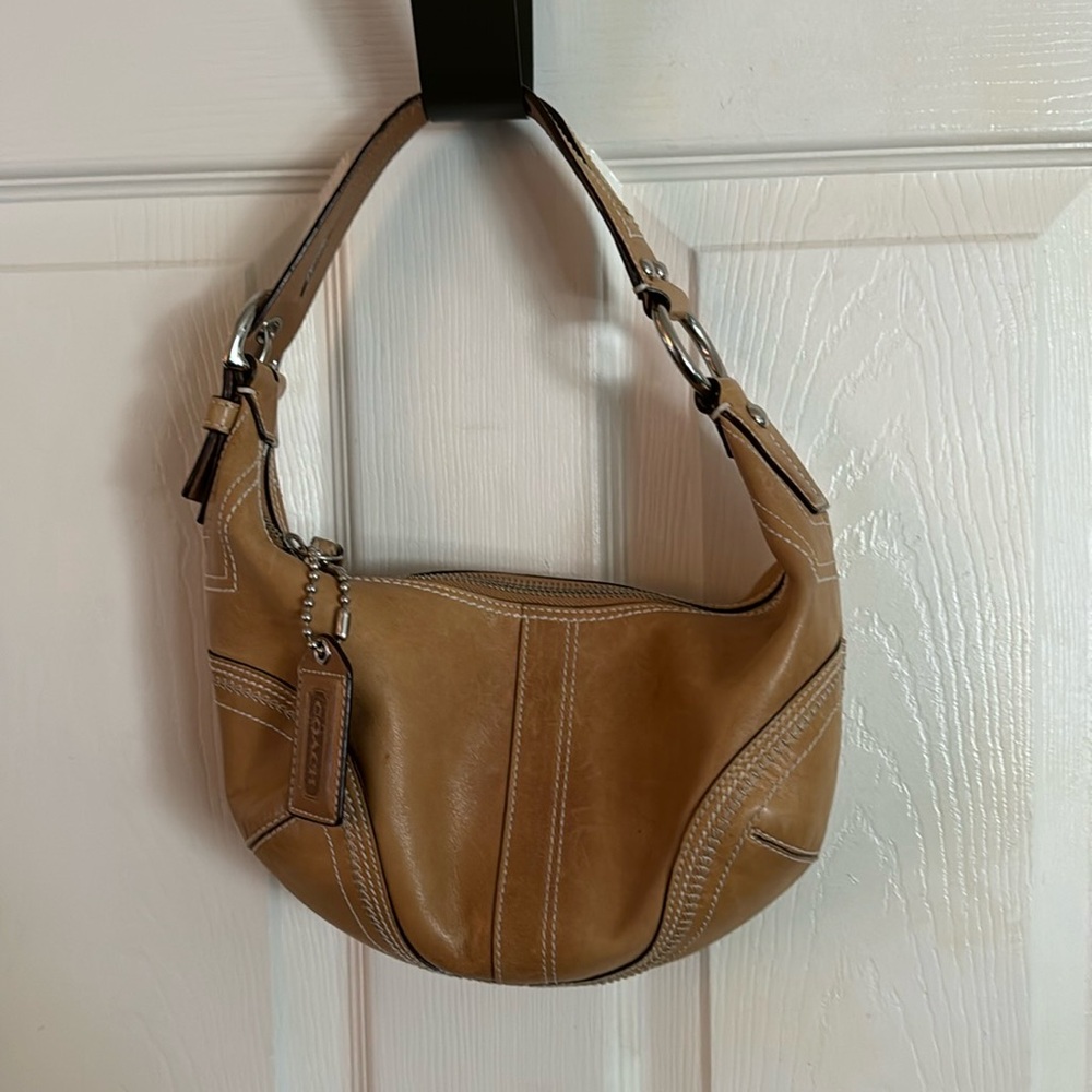 Coach tan small handbag with wallet